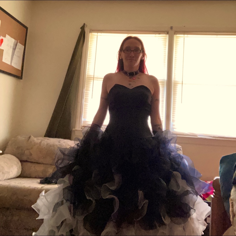 Lace up ombré ball gown/ prom dress/ wedding dress